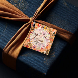 Étiquettes Cadeau Remerciement chic pour une baby shower automnale