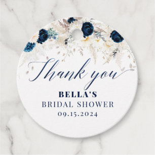 Étiquettes Cadeau Remerciement de Baby Shower Bleu Floral