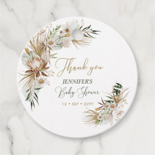 Étiquettes Cadeau Remerciement de Baby Shower Gold Boho/Bohème 