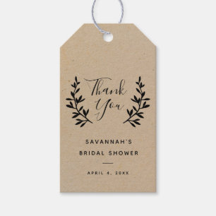 Étiquettes-cadeau Remerciement de baby shower rustique Kraft laurier