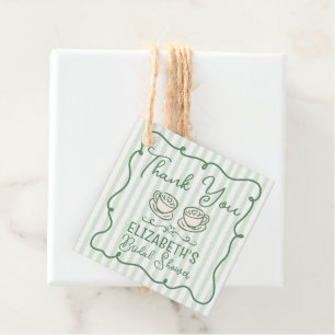 Étiquettes Cadeau Remerciement de Fiançailles Matcha Vert Dessiné à