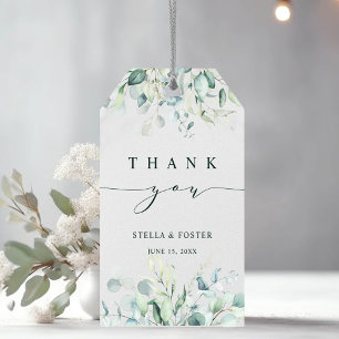 Étiquettes-cadeau Remerciement de mariage à feuillage vert élégant
