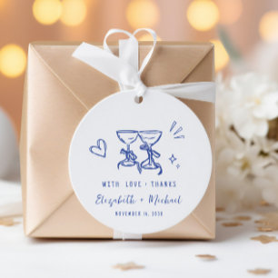 Étiquettes Cadeau Remerciement de mariage bleu crème capricieux dess