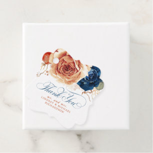 Étiquettes Cadeau Remerciement de mariage bohème bleu marine terre c
