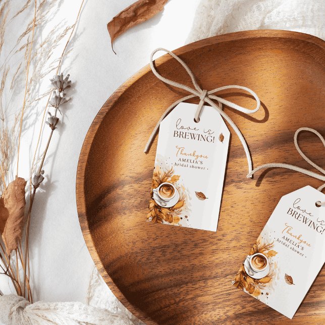 Étiquettes-cadeau Remerciement de mariage bohème floral café (Créateur téléchargé)