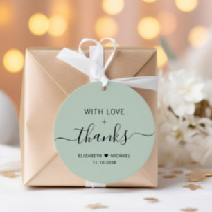 Étiquettes Cadeau Remerciement de mariage chic vert sauge