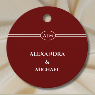 Étiquettes Cadeau Remerciement de mariage chrétien bordeaux Monogram