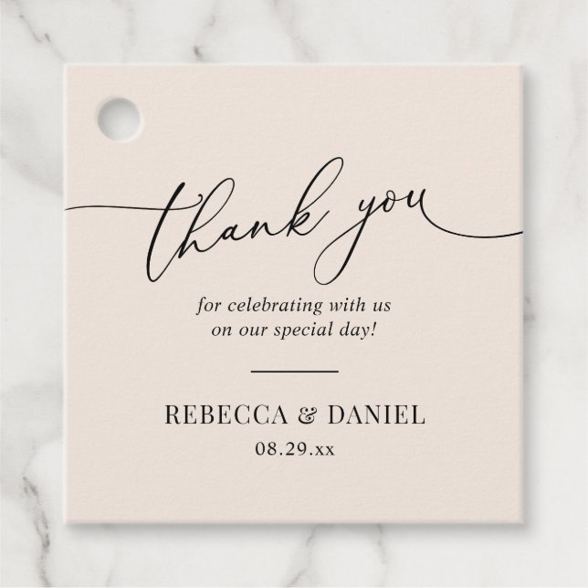 Étiquettes Cadeau Remerciement de mariage Élégant Terreux Boho Blush (Devant)
