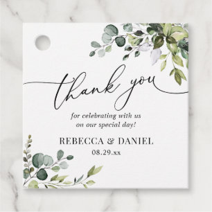 Étiquettes Cadeau Remerciement de mariage Eucalyptus Végétal Rustiqu