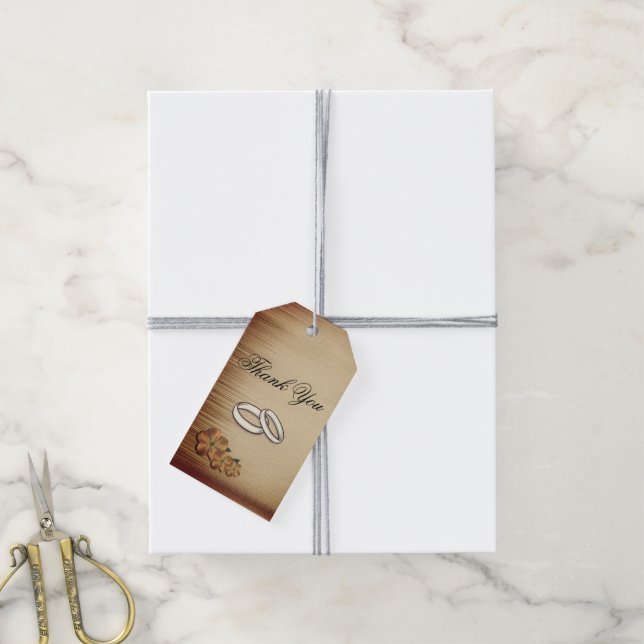 Étiquettes-cadeau Remerciement de mariage Fleurs rustiques (Avec de la ficelle)