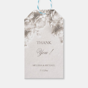 Étiquettes-cadeau Remerciement de mariage Ivory 3D Roses