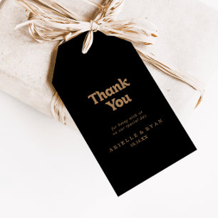 Étiquettes-cadeau Remerciement de mariage minimal Classique Or Noir