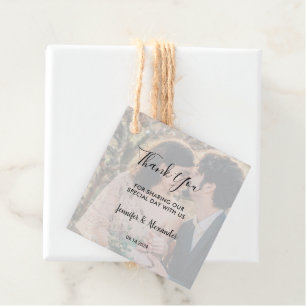 Étiquettes Cadeau Remerciement de mariage photo élégant rustique