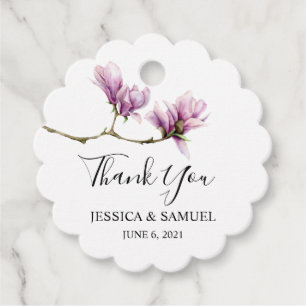 Étiquettes Cadeau Remerciement de mariage pour l'arbre de magnolia à