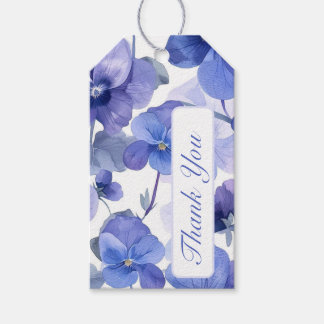Étiquettes-cadeau Remerciement Floral Bleu Moderne 