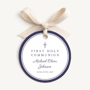Étiquettes Cadeau Remerciement Garçon Première Communion Moderne Ble