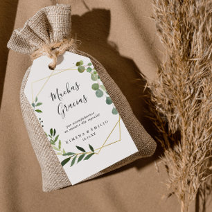 Étiquettes-cadeau Remerciement Mariage Feuilles Vertes Tropicales Es