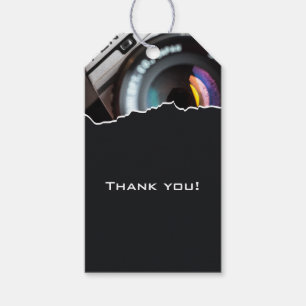 Étiquettes-cadeau Remerciement noir et blanc de photographe