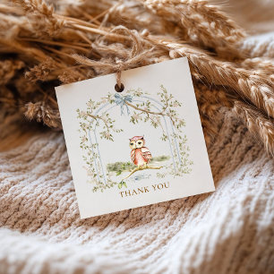Étiquettes Cadeau Remerciement pour Baby Shower Arche de Hibou à l'a
