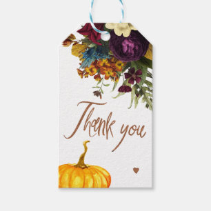 Étiquettes-cadeau Remerciement pour baby shower automnal bordeaux fl