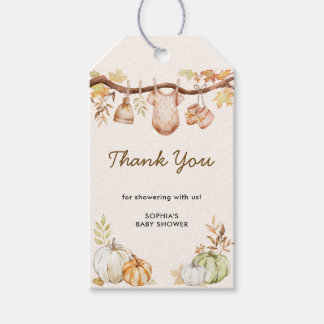 Étiquettes-cadeau Remerciement pour Baby Shower Automne Citrouilles