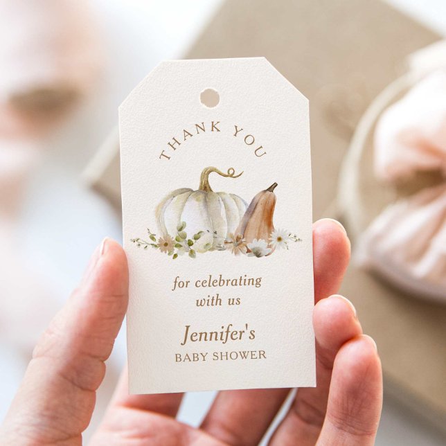 Étiquettes-cadeau Remerciement pour Baby Shower Boho Automne Citroui (Créateur téléchargé)