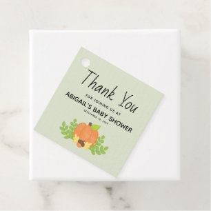 Étiquettes Cadeau Remerciement pour Baby Shower Citrouille Automne G