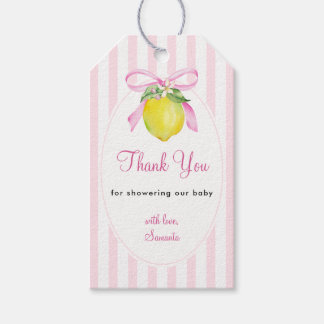 Étiquettes-cadeau Remerciement pour Baby Shower Coquette Lemon Pink