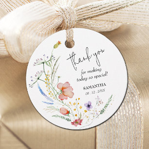 Étiquettes Cadeau Remerciement pour Baby Shower de Mariée Wildflower