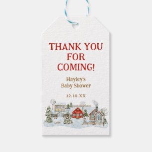 Étiquettes-cadeau Remerciement pour Baby Shower d'Hiver de Village e