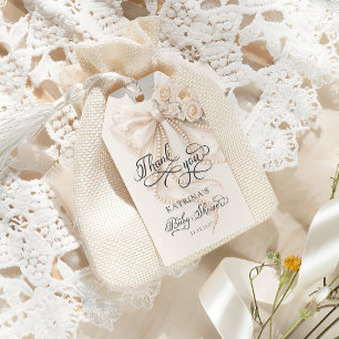 Étiquettes-cadeau Remerciement pour Baby Shower Élégant Ruban