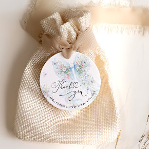 Étiquettes Cadeau Remerciement pour Baby Shower Fleur Sauvage Ruban