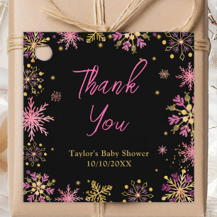 Étiquettes Cadeau Remerciement pour Baby Shower Flocons de Neige Ros