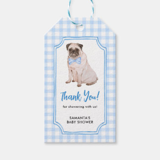 Étiquettes-cadeau Remerciement pour Baby Shower Garçon Chien Gingham