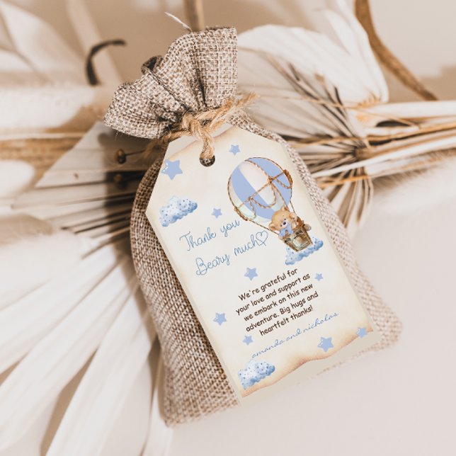 Étiquettes-cadeau Remerciement pour Baby Shower Teddy Bear Rustic Bl (Créateur téléchargé)