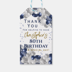 Étiquettes-cadeau Remerciement pour fête d'anniversaire 80 ans