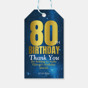 Étiquettes-cadeau Remerciement pour fête d'anniversaire 80 ans