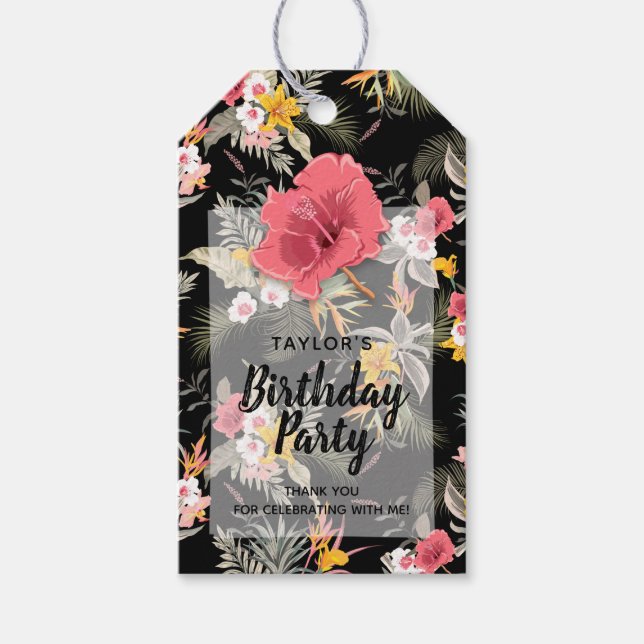 Étiquettes-cadeau Remerciement pour fête d'anniversaire Ananas et Hi (Devant)