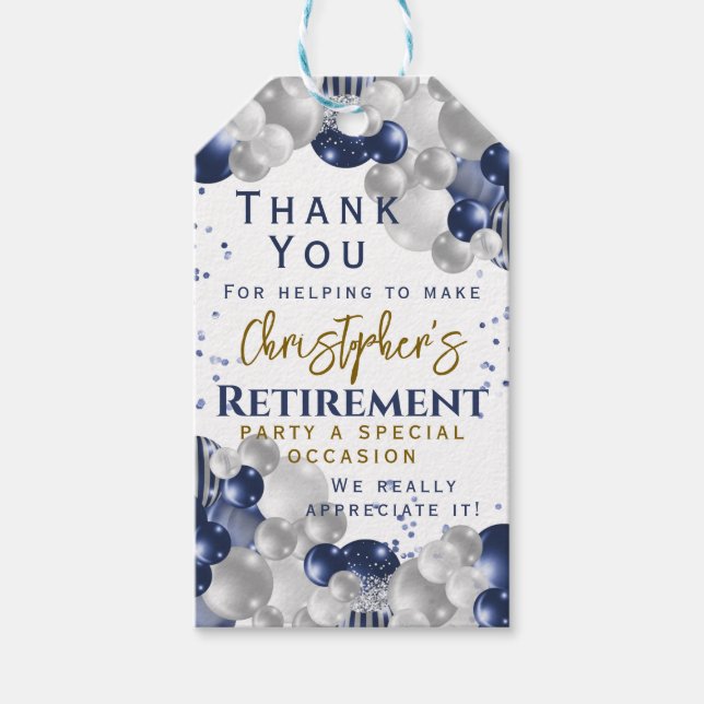 Étiquettes-cadeau Remerciement pour fête de retraite (Devant)