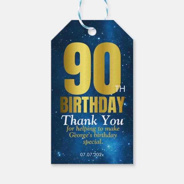 Étiquettes-cadeau Remerciement pour la fête des 90 ans (Devant)