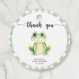 Étiquettes Cadeau Remerciement pour une baby shower avec une grenoui