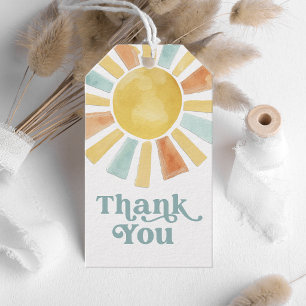 Étiquettes-cadeau Remerciement Soleil Aquarelle Fantaisiste