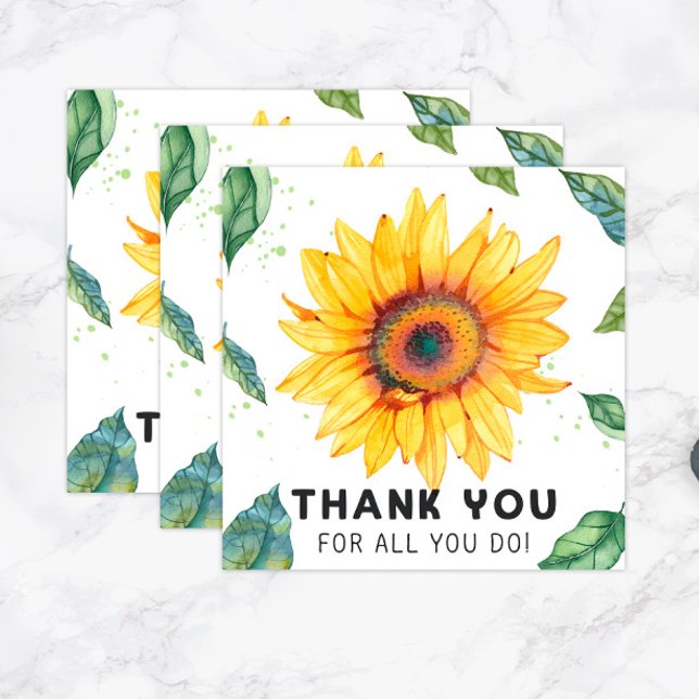 Étiquettes Cadeau Remerciement Tournesol (Créateur téléchargé)