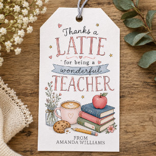 Étiquettes-cadeau Remerciements à Latte Coffee Professeur Appréciati