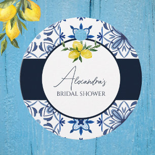 Étiquettes Cadeau Remerciements de Baby Shower Bleu Italien Jaune Ci