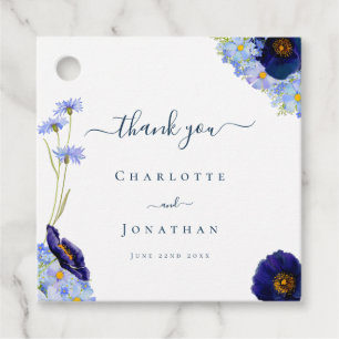 Étiquettes Cadeau Remerciements de mariage aux fleurs sauvages moder