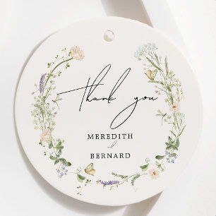 Étiquettes Cadeau Remerciements de mariage aux fleurs sauvages rusti