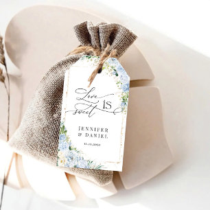 Étiquettes-cadeau Remerciements de mariage floraux bleu poussiéreux