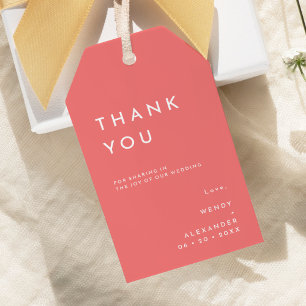 Étiquettes-cadeau Remerciements de mariage rose minimaliste Citrus