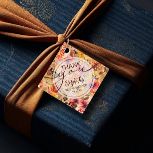 Étiquettes Cadeau Remerciements Élégants de Mariage Floral d'Automne